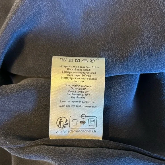 Sézane SILK Minara Blouse -Navy - Size 6 / 38 NWOT - Picture 7 of 7